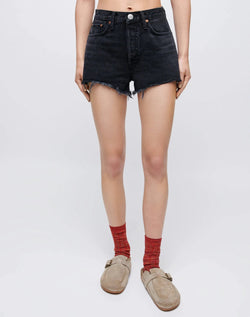 Re/Done 70's High Rise Short in Broken Black
