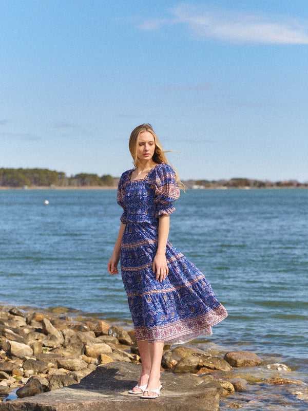 Sea New York Rosita Smocked Dress In Blue