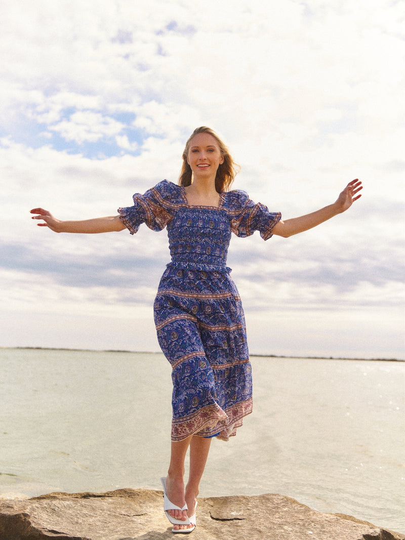 Sea Rosita Smocked Dress In Blue Evoluxxy Sea Rosita Smocked Dress In Blue Evoluxxy