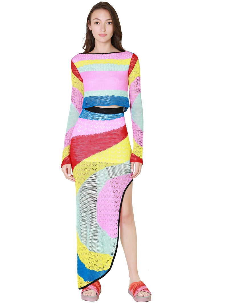 STAUD Limousin Top In Rainbow Stripe