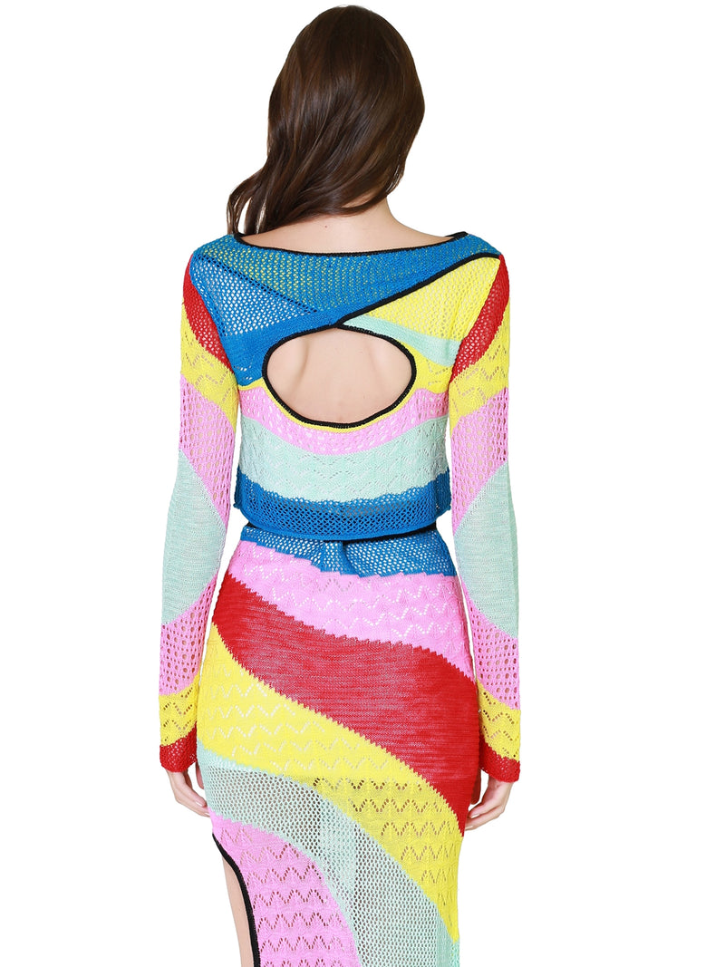STAUD Limousin Top In Rainbow Stripe
