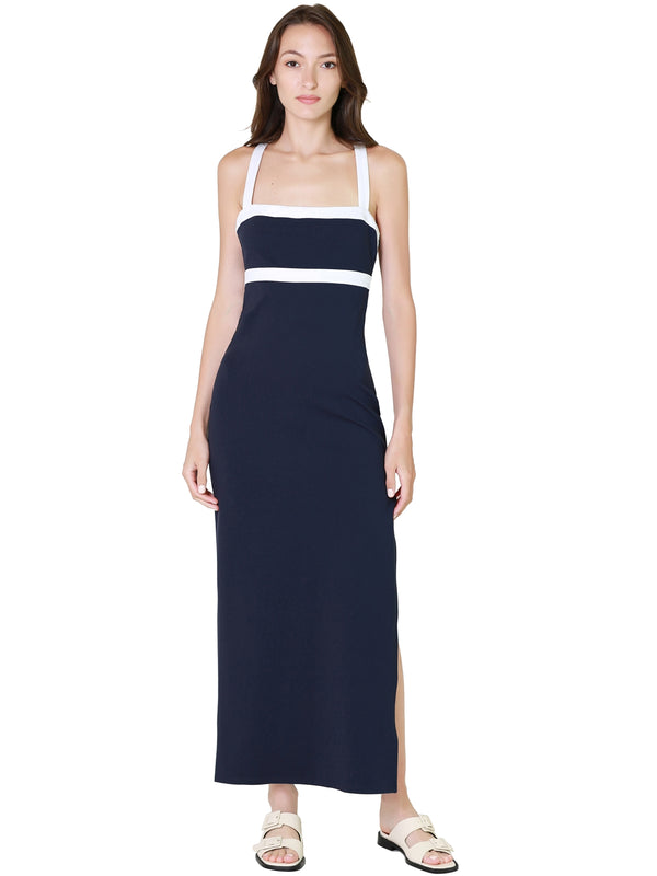 STAUD Augustine Dress In Navy White