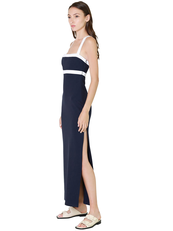 STAUD Augustine Dress In Navy White