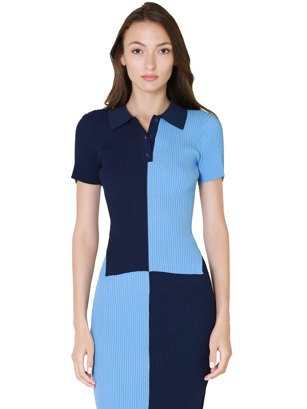 STAUD Brice Top In Navy Sky