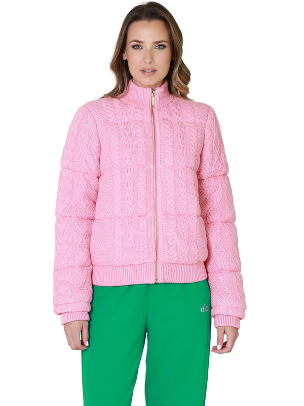 LoveShackFancy Andora Bomber Jacket In Powder Blush