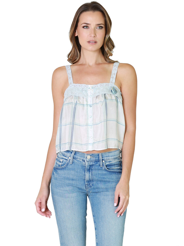 LoveShackFancy Panthea Silk Crop Tank In Morning Rain