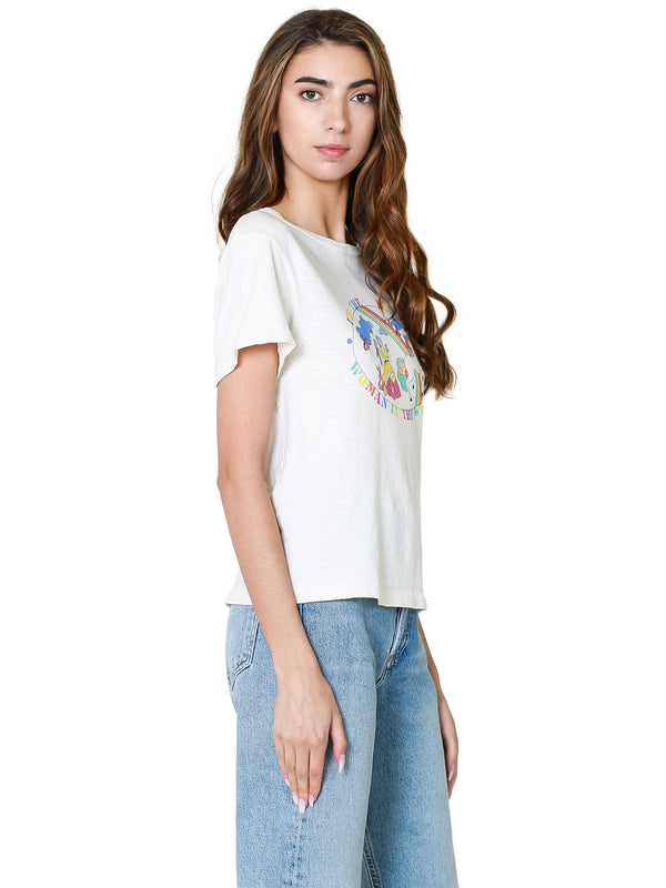 RE/DONE Classic "Busiest Woman" Tee In Vintage White