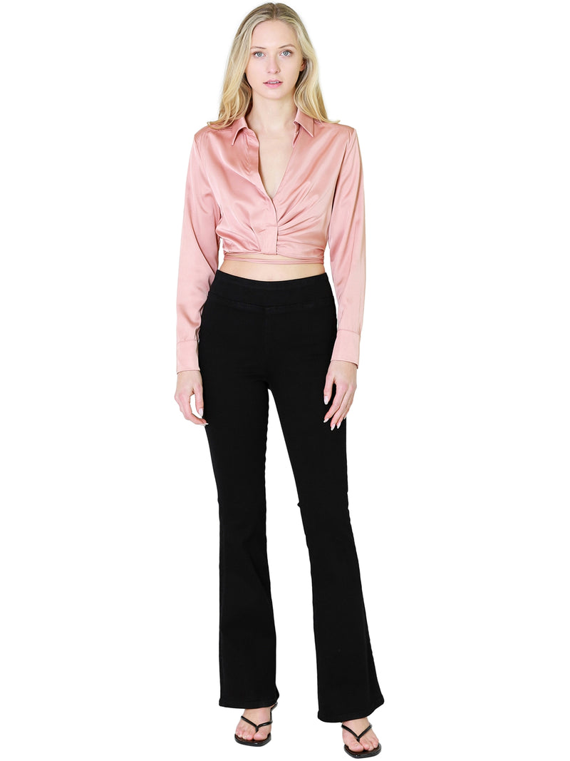 FRAME The Jetset Flare In Sheen Noir