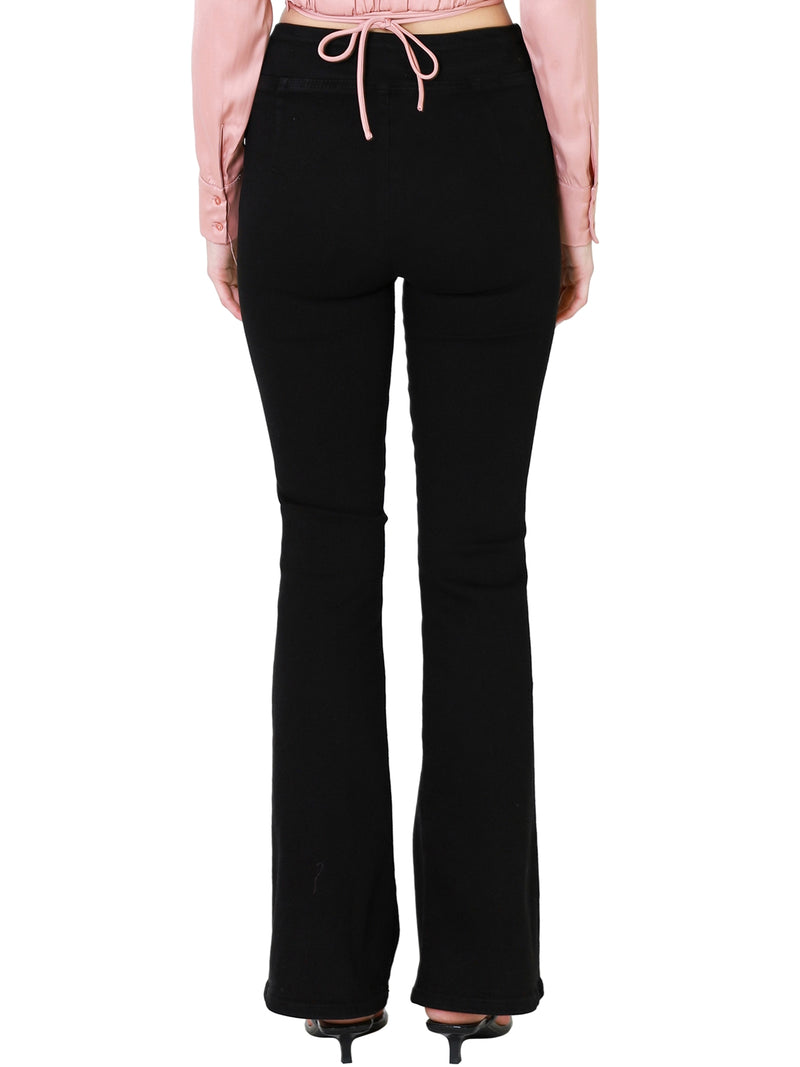 FRAME The Jetset Flare In Sheen Noir